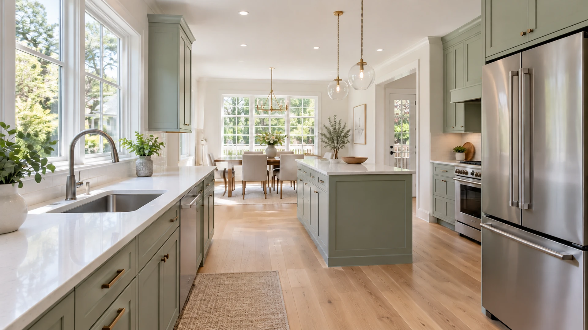 Illustration of a bright kitchen with clear appliance fronts.