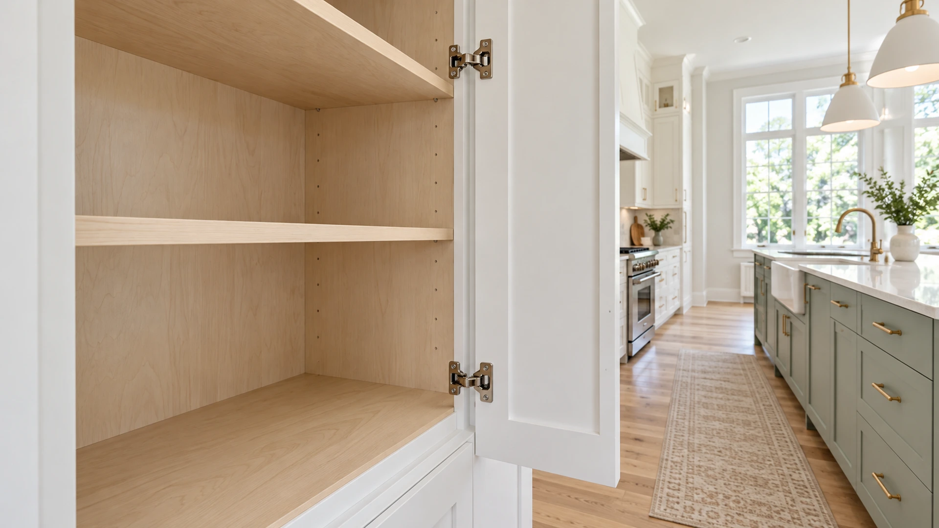 Illustration of a clean pantry shelf and its back corner.